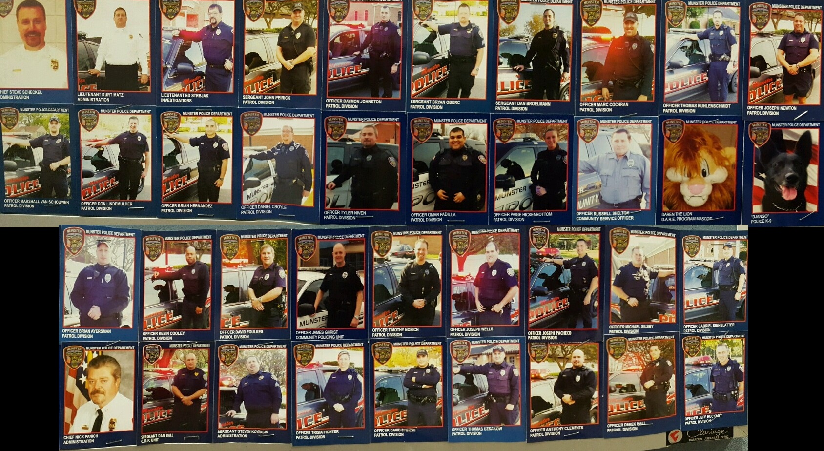 Document Center / Munster Police Department Trading Cards for Kids