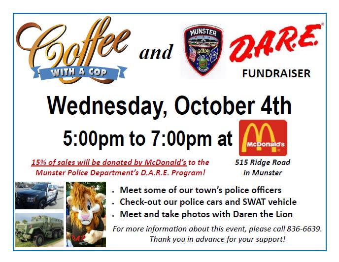 events calendar dare program fundraiser coffee with a cop event